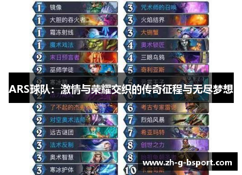 ARS球队：激情与荣耀交织的传奇征程与无尽梦想